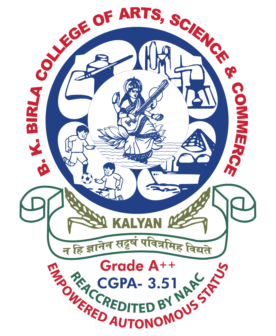 B. K. Birla College logo with Saraswati and NAAC A++ CGPA 3.51.